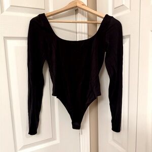 Wundermost Ultra-Soft Nulu Square-Neck Long-Sleeve Bodysuit
